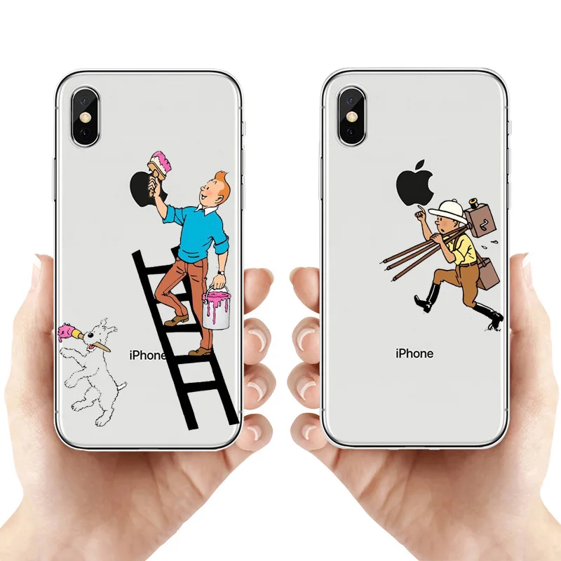 Как Aventuras de Тинтин силиконовый мягкий TPU Caso Capa Para o iphone XR 8 7 Plus 6 11 12 XS Max Pro Fundas