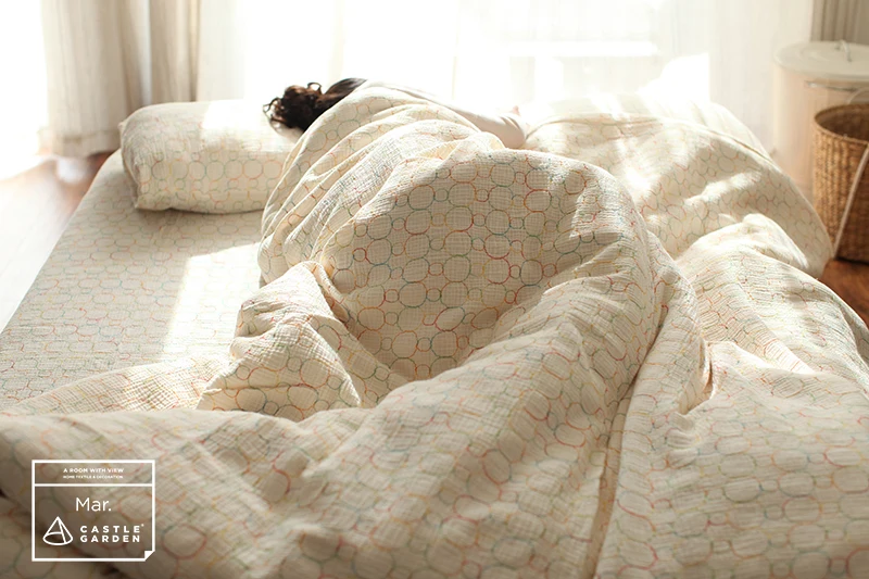 100% Моющийся хлопковый японский комплект постельного белья с вышивкой из трех