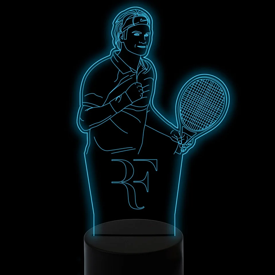 

7 Colors Changing Tennis Player Modelling 3D Table Lamp Usb Touch Button Led Night Light Baby Sleep Lighting Sports Fans Gifts