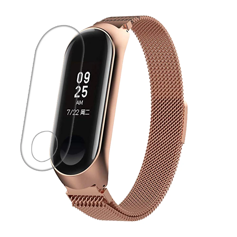 Ремешок на запястье из нержавеющей стали для Xiaomi Mi Band 3 браслет + пленка|Ремешки