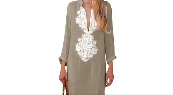 Женское платье до щиколотки Boho свободное Пляжное Платье макси с глубоким
