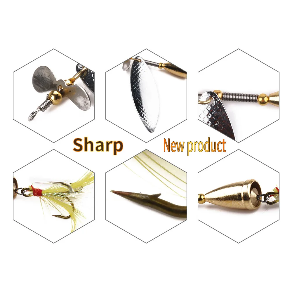 Brand New And High Quality 10CM Metal Fishing Lure Sequins Spinner Spoon Baits Feather Fishhook Tackle 13G | Спорт и развлечения