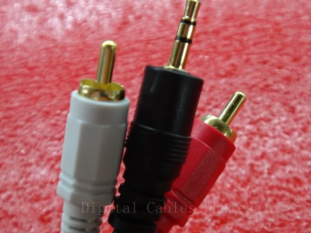 DHL 100 шт./лот 3 5 мм штекер Jack в AV 2 RCA стерео Музыка Аудио Кабель AUX для Mp3 Pod Телефон ТВ