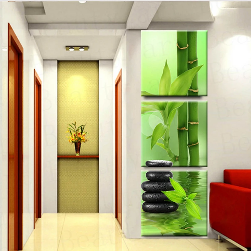Goodecoration 3 панели настенная живопись спа камень бамбук Zen картина украшение для