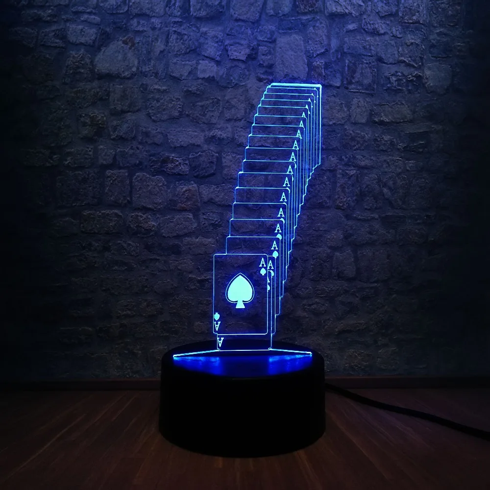 Creative Color Night Light 3D LED USB Magician Decorated Poker Spades A Bedside Table Lamp Decor Children Kids toy | Освещение