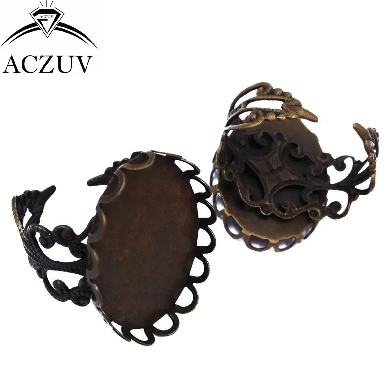 100pcs Antique Bronze 13x18mm 18x25mm Lace Filigree Adjustable Rings Base Blank Findings DIY Jewelry Accessories TJZT014 | Украшения и