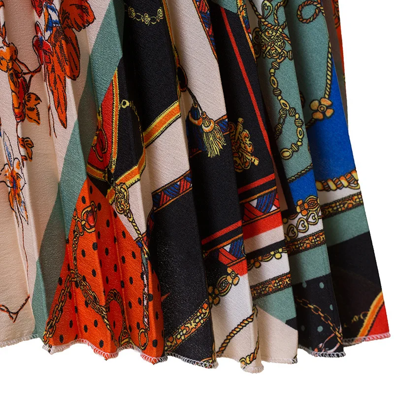 Женские плиссированные юбки с цветочным принтом REALEFT элегантные средней длины