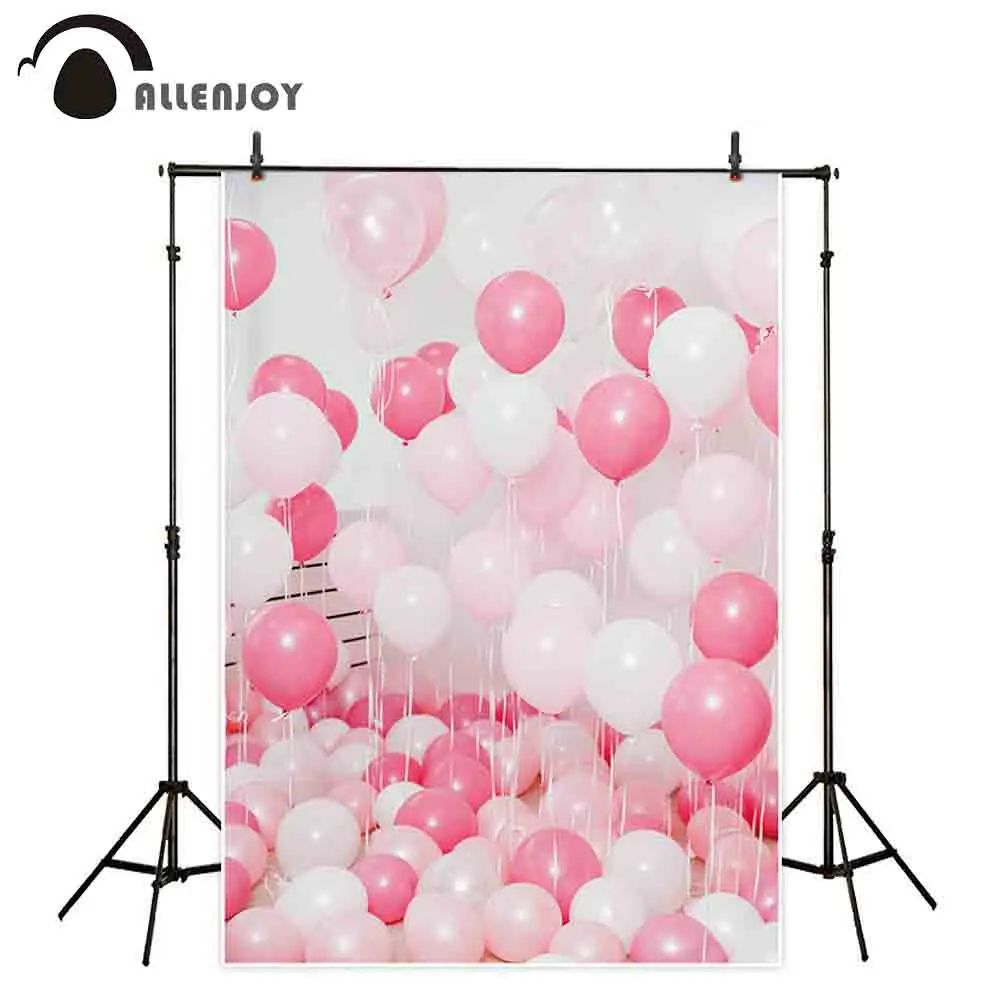Фон для детской фотосъемки Allenjoy комнатная комната розовые белые воздушные шары