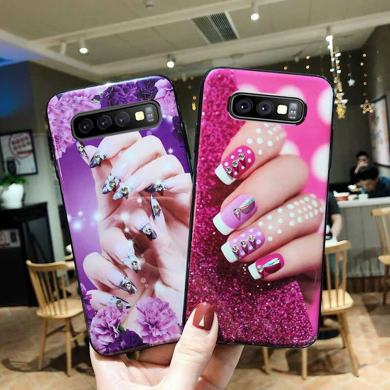 Модный чехол с блестящими гвоздями для девушек чехлы Samsung Galaxy S10 Роскошный