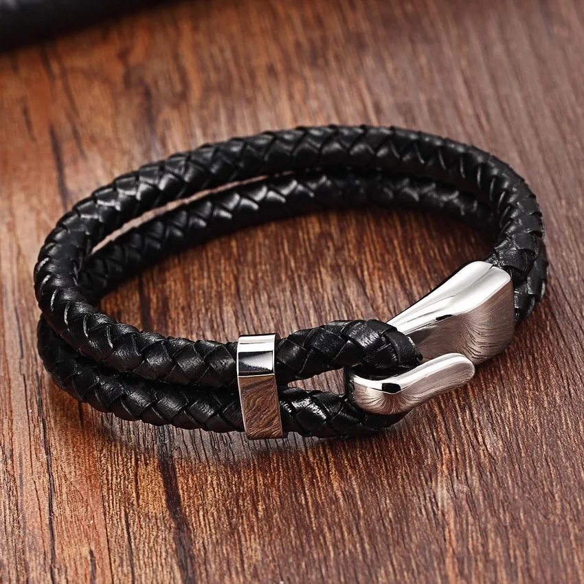 

XQNI Genuine Leather Stainless Steel Bracelet For Women Bracelets & Bangles Female Leather Bracelet ladies Charm Toggle-clasps