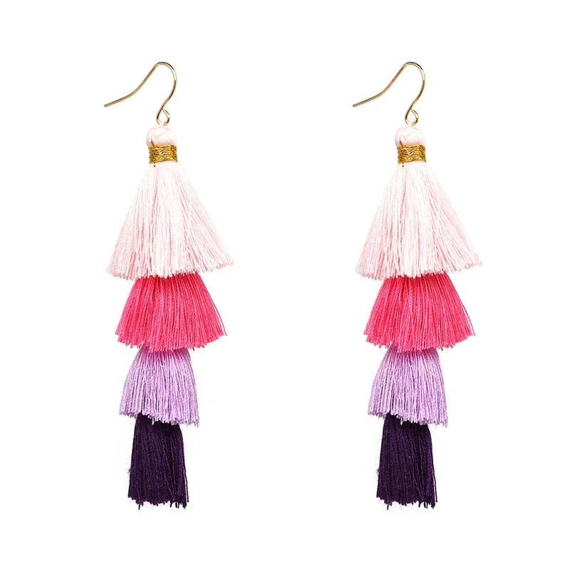 Серьги в виде капель с бахромой 4 нити | Украшения и аксессуары