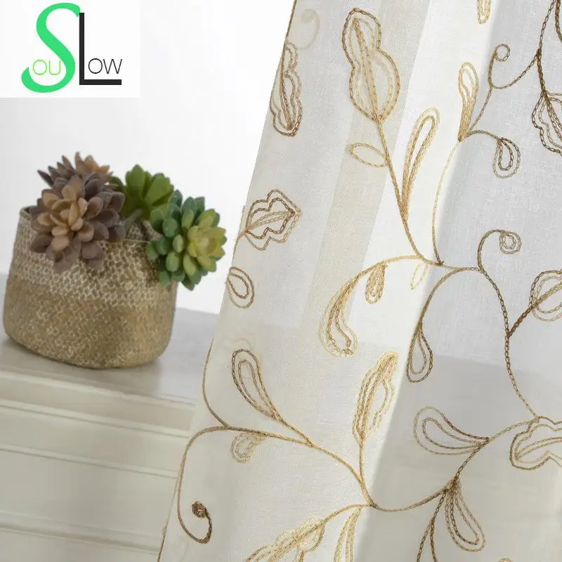 Занавески Slow Soul в виде тыквы с цветочной вышивкой занавески для гостиной тюля