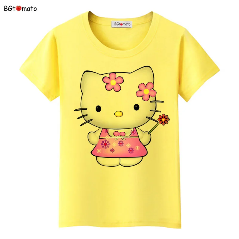 BGtomato hello kitty, милые футболки с героями мультфильмов, женская летняя классная одежда, брендовые Топы хорошего качества, удобные повседневные рубашки - Цвет: 7