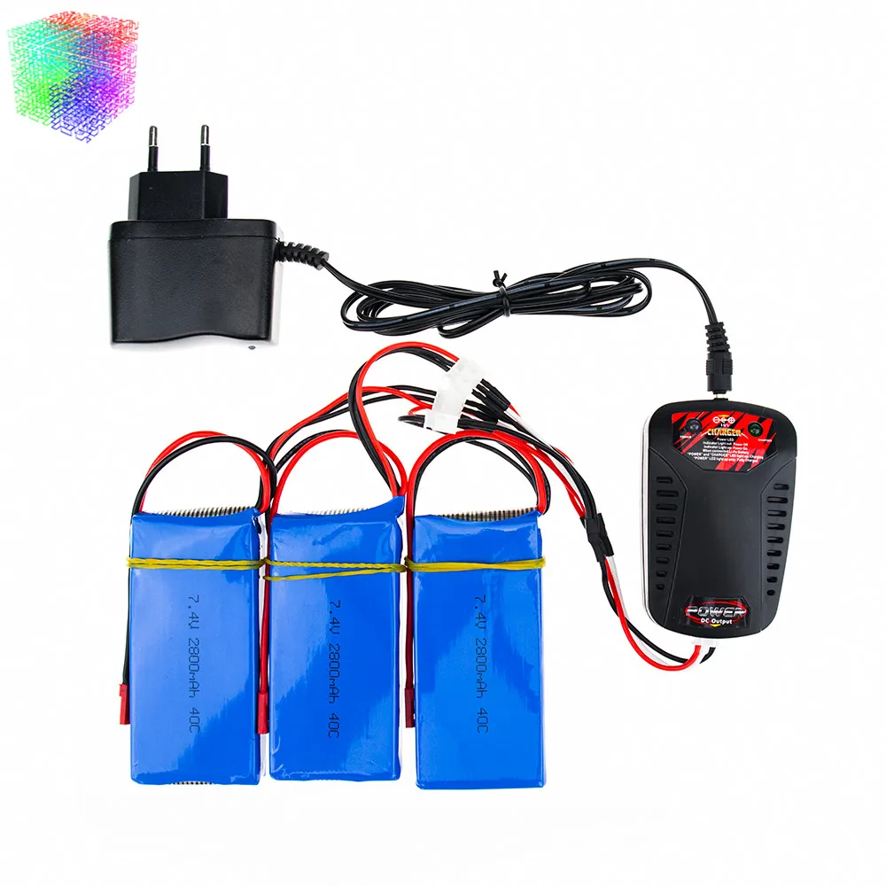 3 шт. 7 4 в 2800 мАч Lipo батарея и зарядное устройство для WLToys V262 V333 V323 V666 RC вертолет