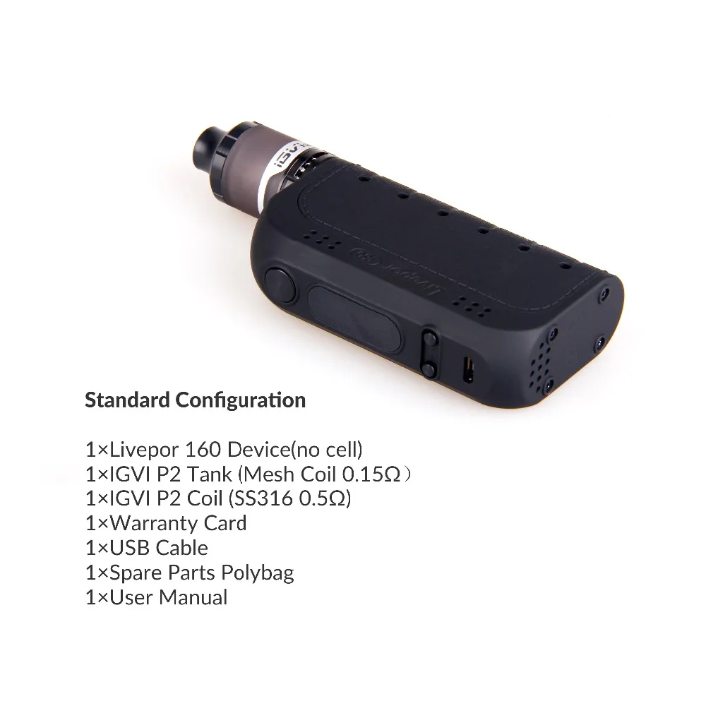 Оригинал Yosta Новый Livepor 160 Вт комплект с 510 IGVI P2 Танк Vape Комплект коробка мод