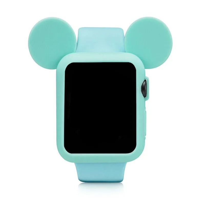 100 шт силиконовый чехол для apple watch 4 3 2 1 42 мм 38 40 44 Iwatch резиновый Watch Микки