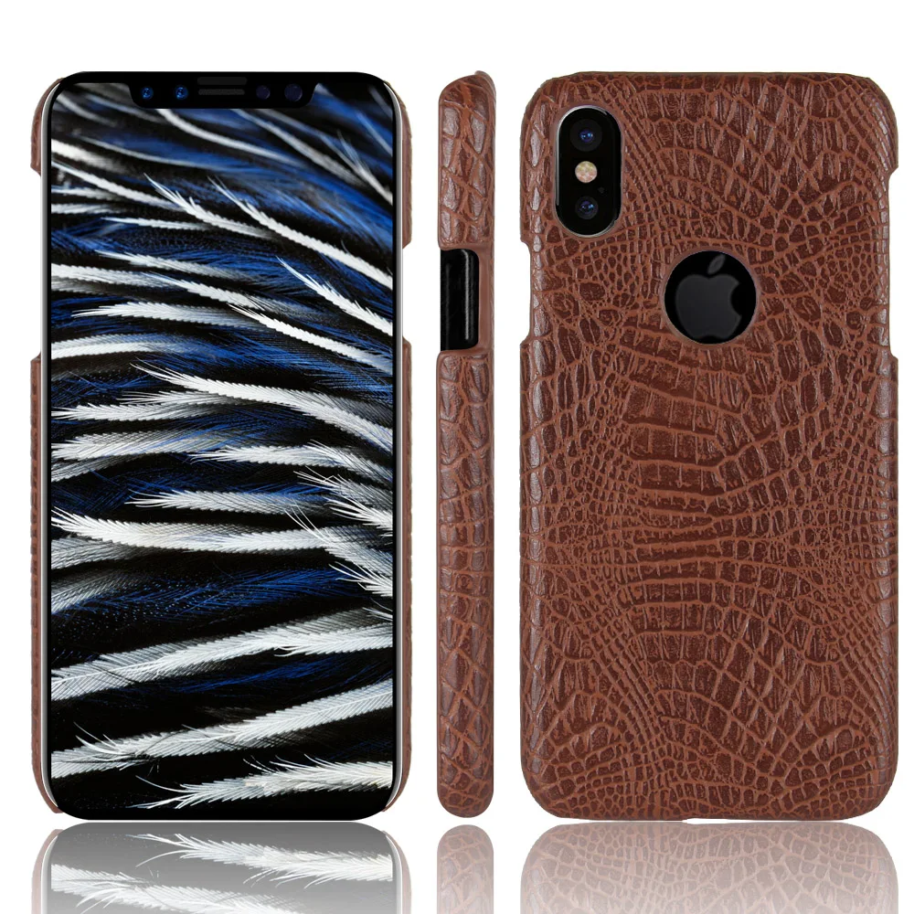 Роскошный чехол из кожи с текстурой крокодила и змеиной кожи для телефона Apple iPhone X.