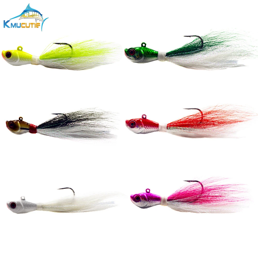 7 г, 15 г, 28 г, 42 г, 56 г, 6 цветов, bucktail jigs 3D eyes, светящиеся приманки для рыбной ловли в соленой воде