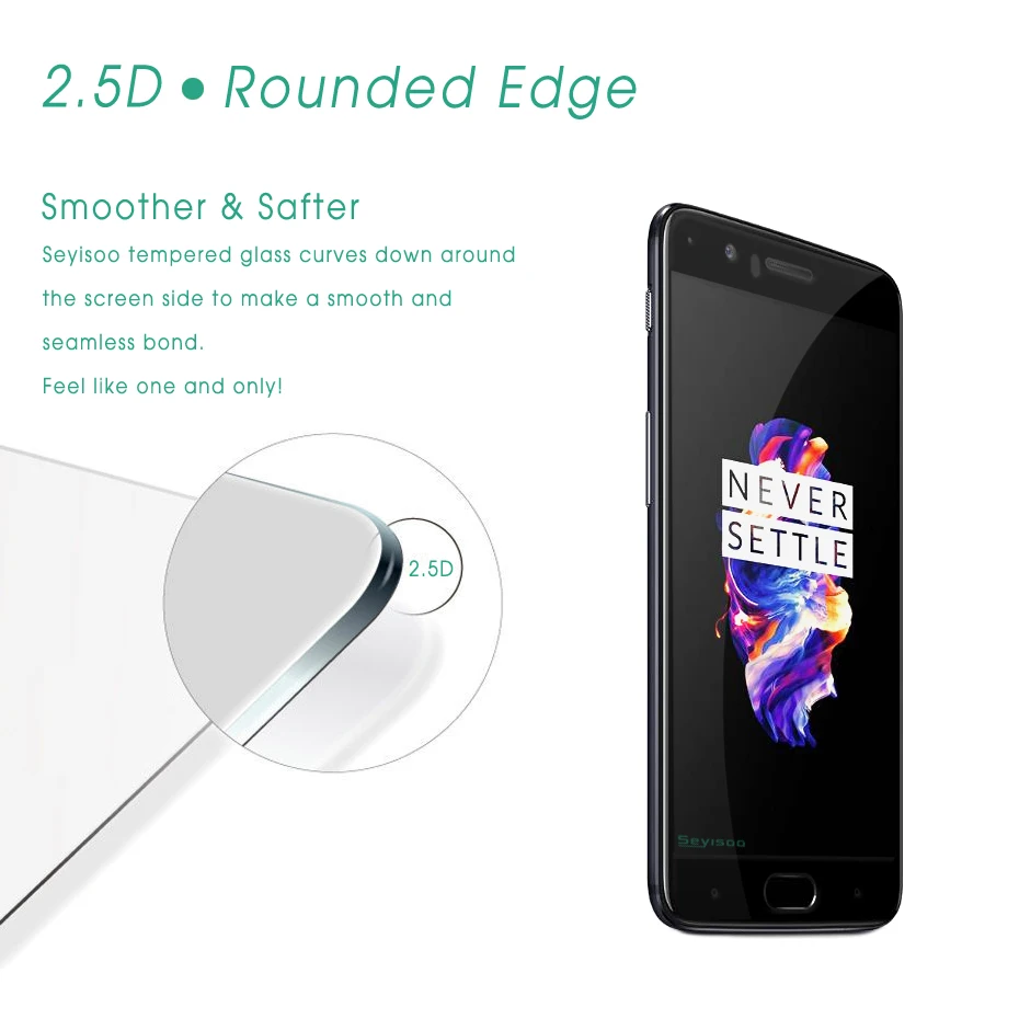 

[2 Pack] 100% Original Seyisoo 2.5D 9H 0.3mm HD Full Cover Tempered Glass Screen Protector For OnePlus 5 One Plus Five 1+5 Film