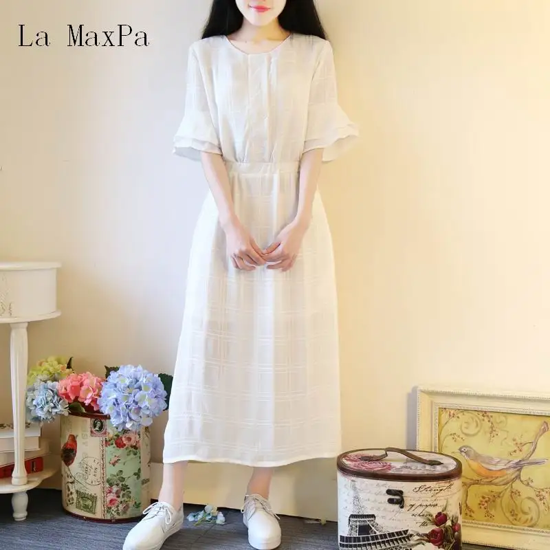La MaxPa Mori Girl летнее яркое шифоновое платье с круглым вырезом и рукавами бабочками