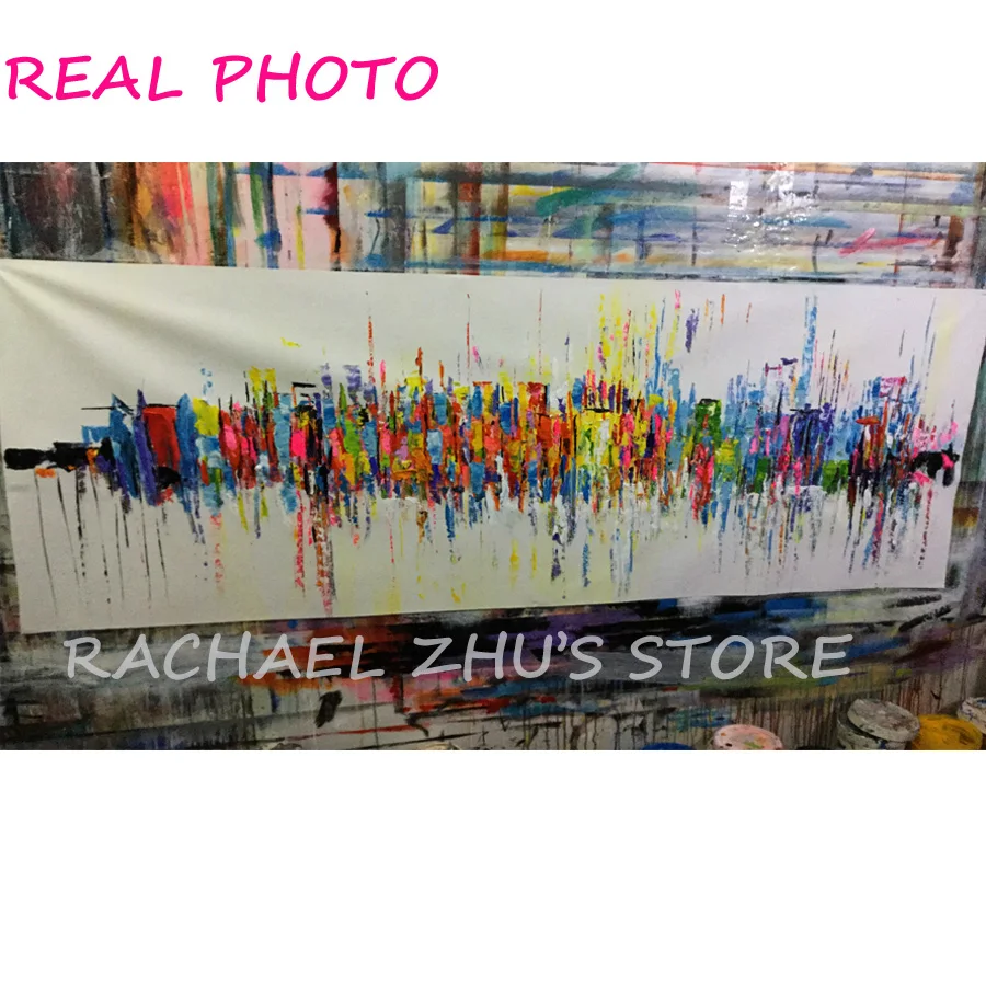 

Modern Abstract Oil Paintings On Canvas Turquoise Wall Art Paintings For Living Room Home Decor Pictures 100% Hand Painted New