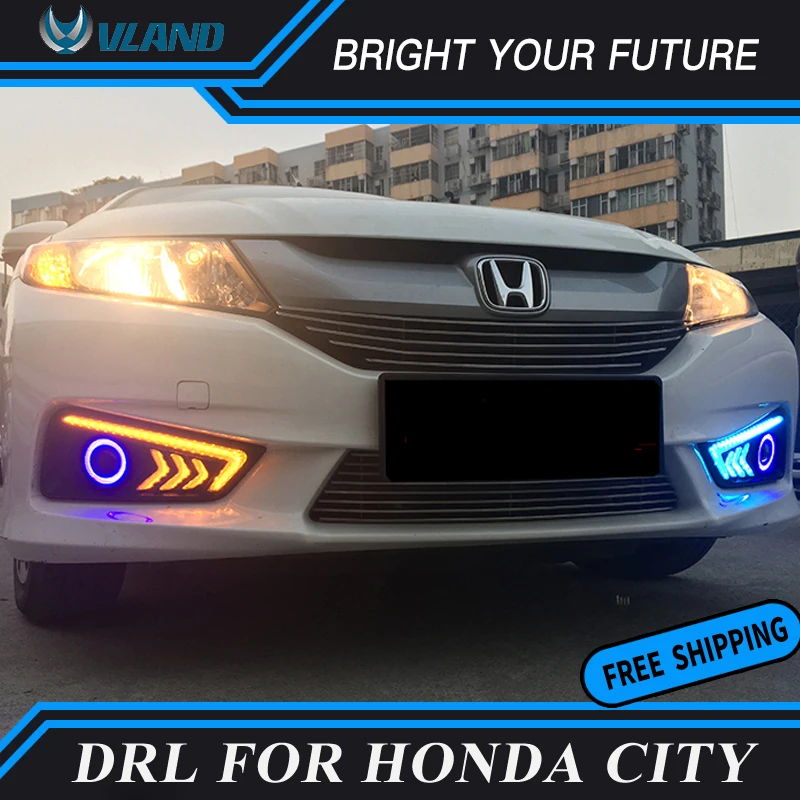 Автомобиль дневной свет светильник для Honda city 2015 2016 2017 дневные ходовые огни белый