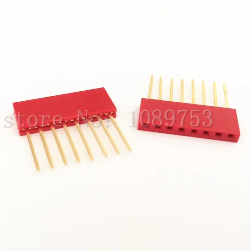 

100pcs Red 2.54mm 8P Stackable Long Legs Female Header For Arduino Shield