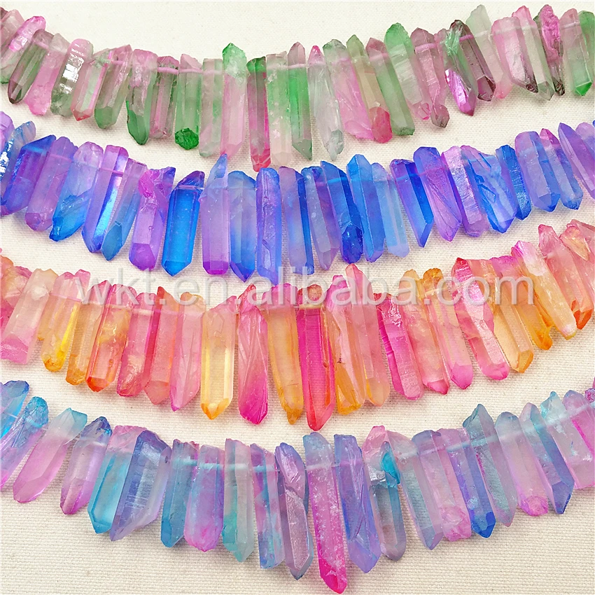 

WT-G219 5strand/lot Wholesale Crystal Point Stone in random shape, Length 40cm Angel Crystal Quartz Healing Stone various colors