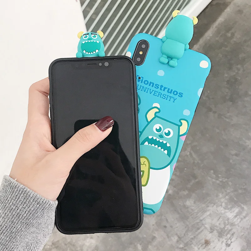 For iphone XR 3D Monsters Soft Case Cute Sullivan Mr Q matte skin back cover XS max X 7 7P 6 6sp 8 8plus |