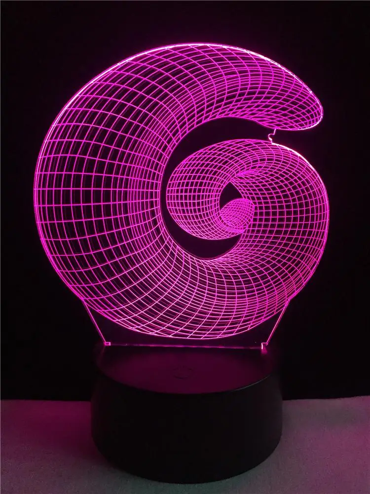 

Geometry Snail Shell 3D Lamp Gradient Lighting LED USB Night Light Multicolor Switch Touch Remote Luminaria Table Decor Present