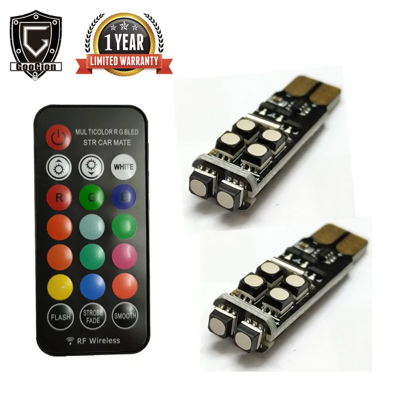 GOOGION RGB W5W T10 RF управляемые Светодиодные Габаритные фонари для автомобиля Led 194 168