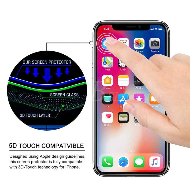 BSLIUFANG полное покрытие закаленное стекло для iPhone 7 6 8 Plus 5D закругленные края Защитная пленка для экрана для iPhone X XR XS Max 6s
