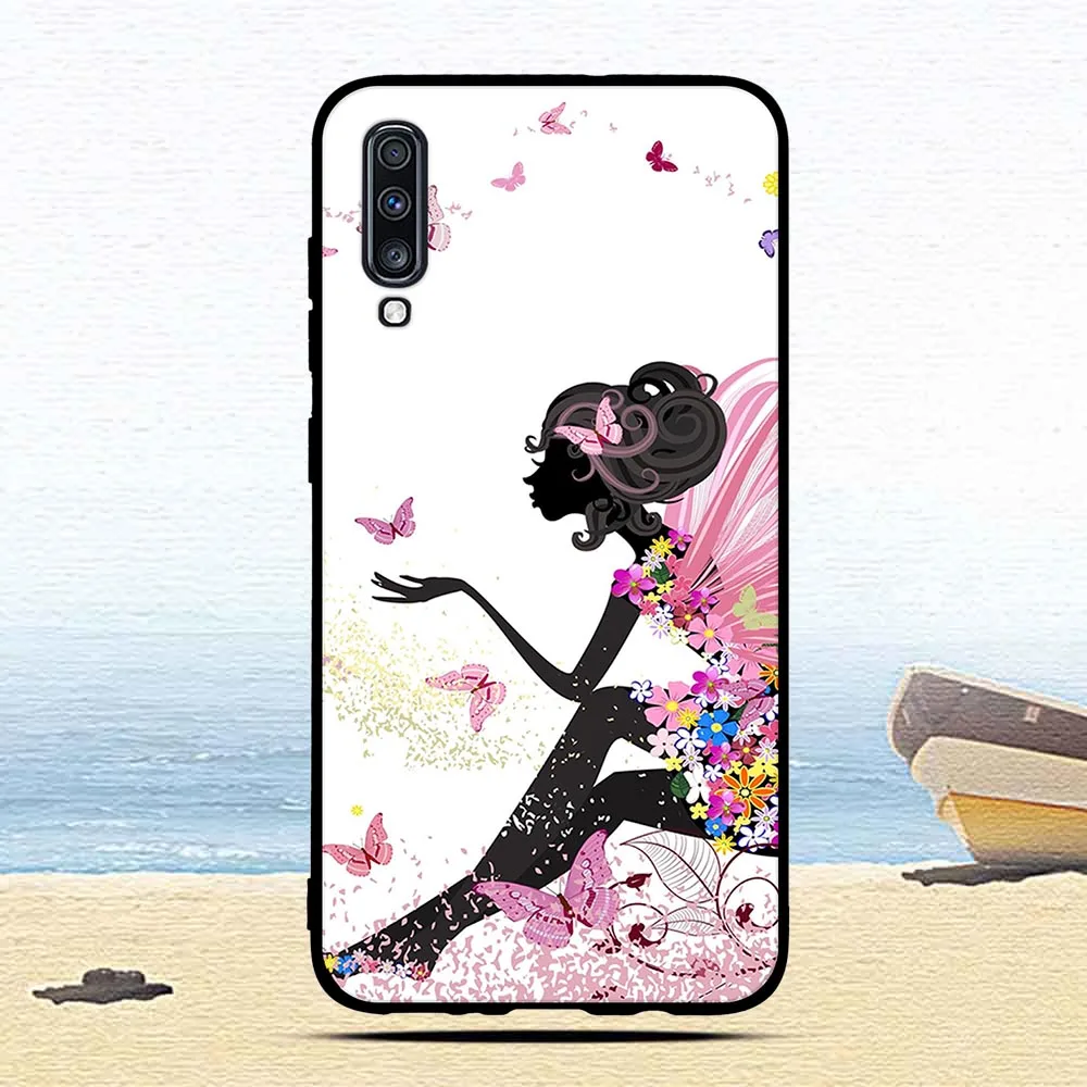 Роскошный чехол для samsung Galaxy A70 A 70 животное, мультяшная кошка Узорчатая задняя крышка для мобильного телефона защитные чехлы Fundas Coque