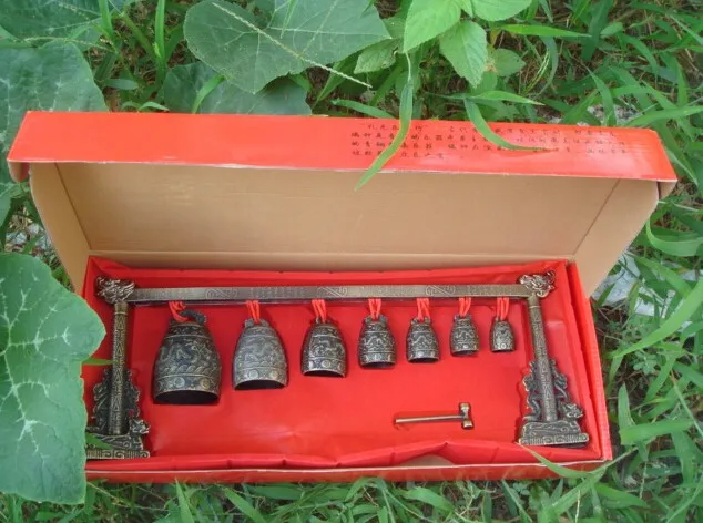 

Fine Decorated Handwork Chinese Meditation Gong with 7 Ornate Bells with Dragon Design Statue Decoration real wholesale statue