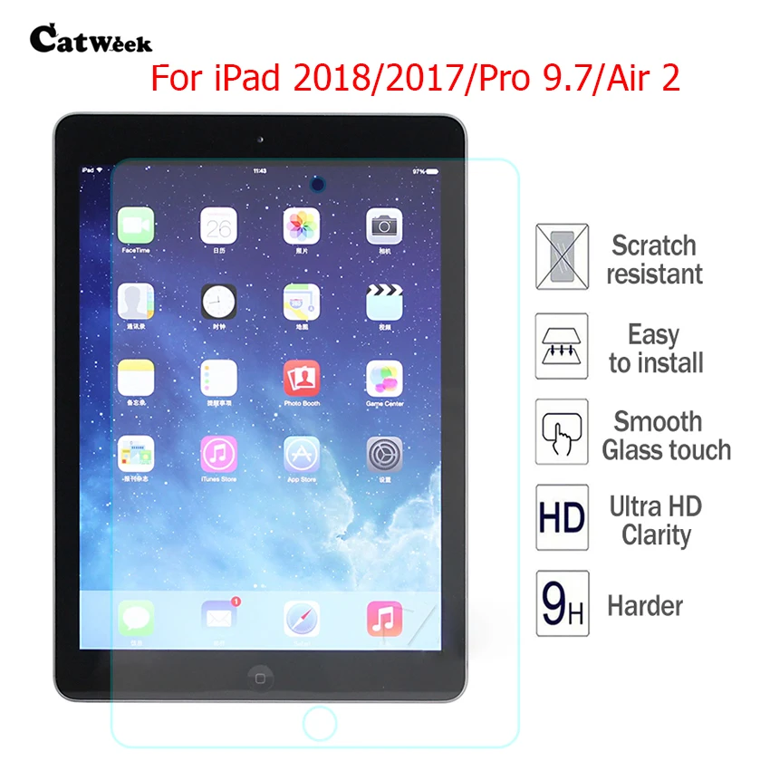 2 шт закаленное стекло для Apple iPad 2018 2017 защита экрана 9 7 'Ə H 2.5D Жесткий Чехол air Pro