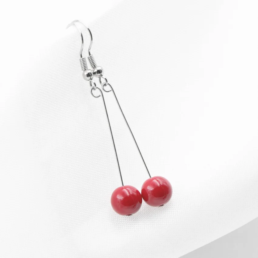 Новая мода женская цепочка простое металлическое ожерелье серьги красный 8 мм