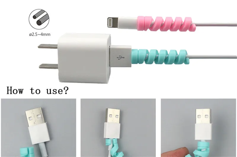 10 шт. спиральная трубка кабель протектор намотки провода USB кабель Органайзер держатель saver протетор для iPhone samsung xiaomi кабель