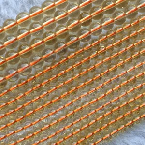 Натуральный натуральный прозрачный желтый кварцевый кристалл, Круглый цитрин, Гладкие бусины 4-12 мм, 15 дюймов