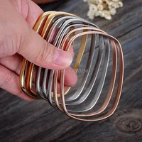 best holiday gifts 7pcsset new 100g stainless steel 3 colour square cuff bracelet bangle women bling jewelry 70535 5mm