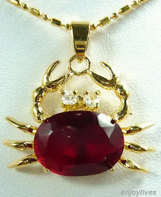 

Red Cubic Zirconia Yellow Gold Plated Crystal Crab Pendant & Necklace