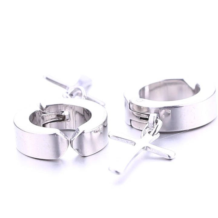 Silver 1 Pair Серьги с крестом для мужчин унисекс модная Кафа для уха клипсы без пирсинга для женщин серьги манжеты без проколов без отверстия серьги 1 пара - Окраска металла: Silver 1 Pair