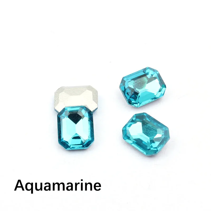 Aquamrine Разноцветные стразы для дизайна ногтей с кристаллами AB, золотые стразы, прямоугольные камни, драгоценный камень для ногтей, художественные талисманы, 3D украшение, маникюр, доступ - Цвет: Aquamrine