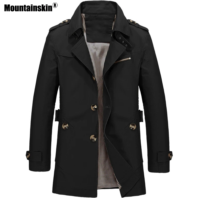 Мужская приталенная куртка Mountainskin повседневный Тренч верхняя одежда для весны и