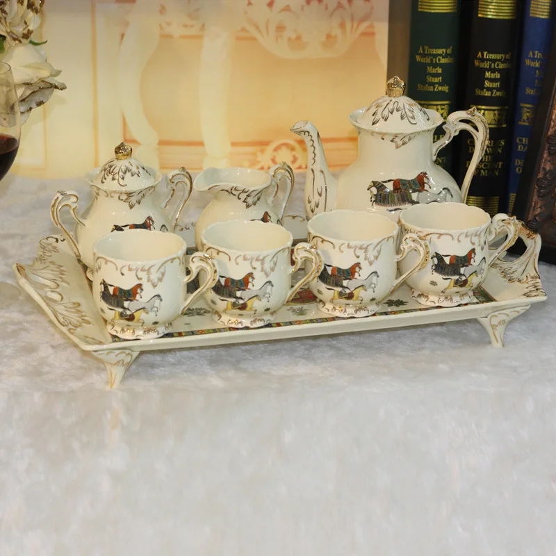 

European factory direct high-grade coffee mugs Tea Set 8 Set wedding gift ceramic ornaments