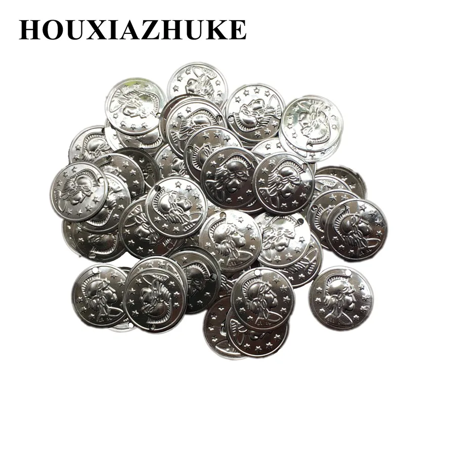 Посеребренные светильник золотые Свободные круглые монеты 20 мм железные Блестки