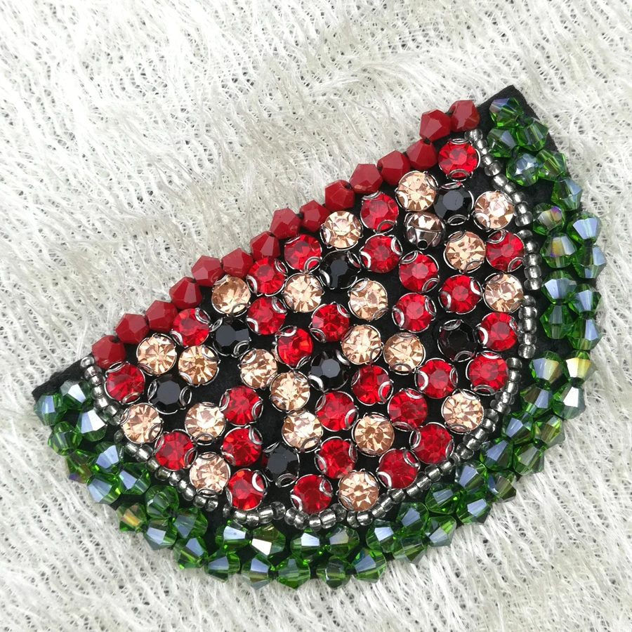 Патч из горного хрусталя с фруктовым арбузом для шитья одежды аппликацией бусин