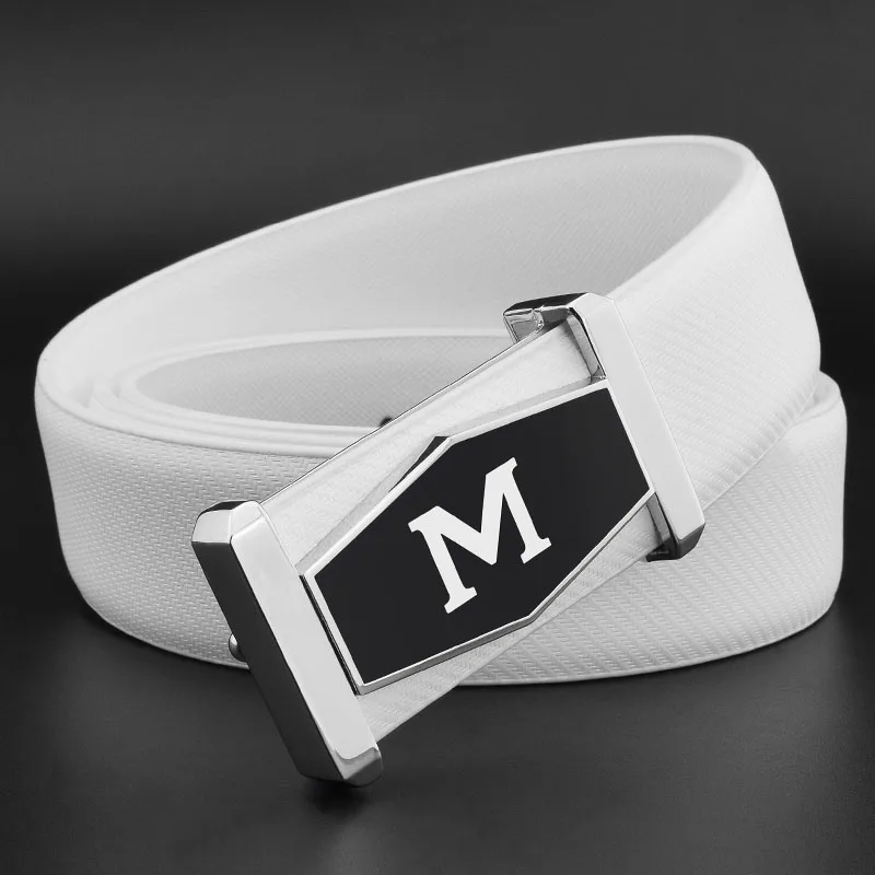M письмо популярные белые мужские дизайнерские модные пряжки кожаный ремень