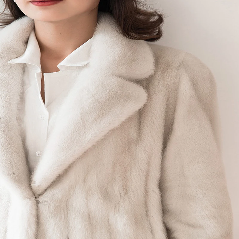 Jade Pride Euro-US 2017 Elegant Real Fur Mink Coat Women Long Coats Winter Full Sleeve Turn-down Collar Parka Office Lady Jacket | Женская
