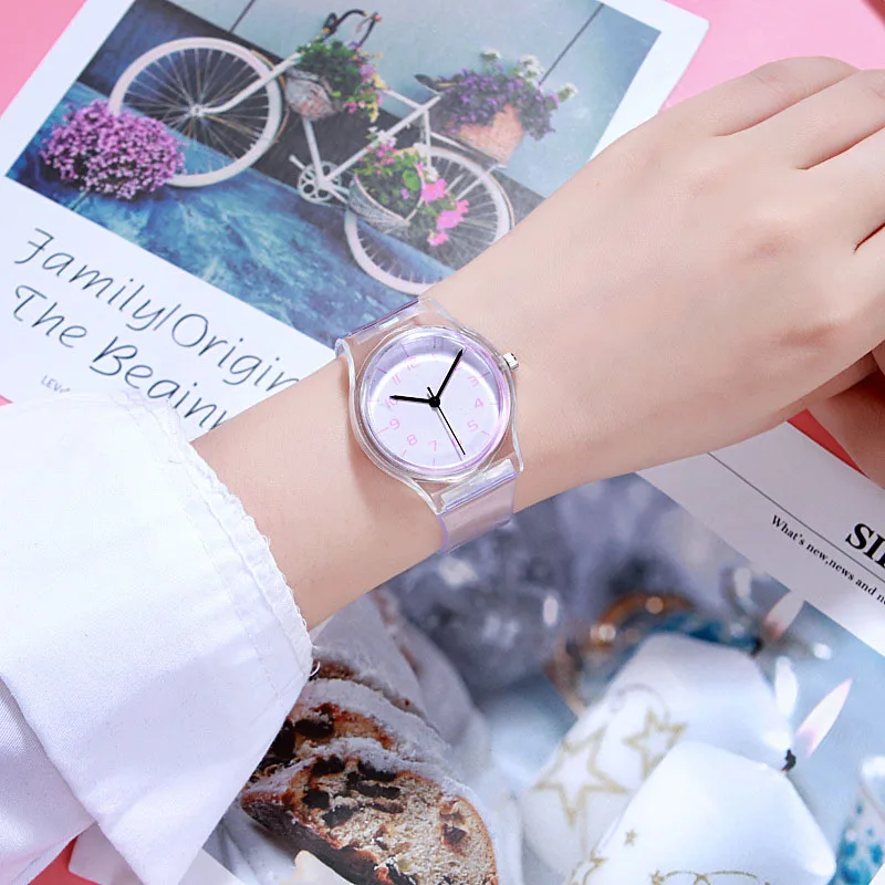 Pink Digital Новые детские часы унисекс-Желе, подарки, детские наручные часы с мультяшным рисунком, милые розовые прозрачные модные трендовые Montre Enfant - Цвет: Pink Digital
