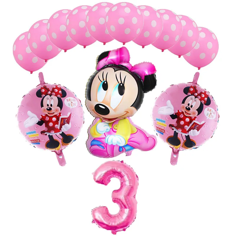 14 шт. 32 дюйма розовый и голубой номер фольга надувные шары Mickey воздушный шар "Минни" Рисунок От 1 до 8 лет детей Для мальчиков и девочек декор для вечеринки в честь Дня Рождения